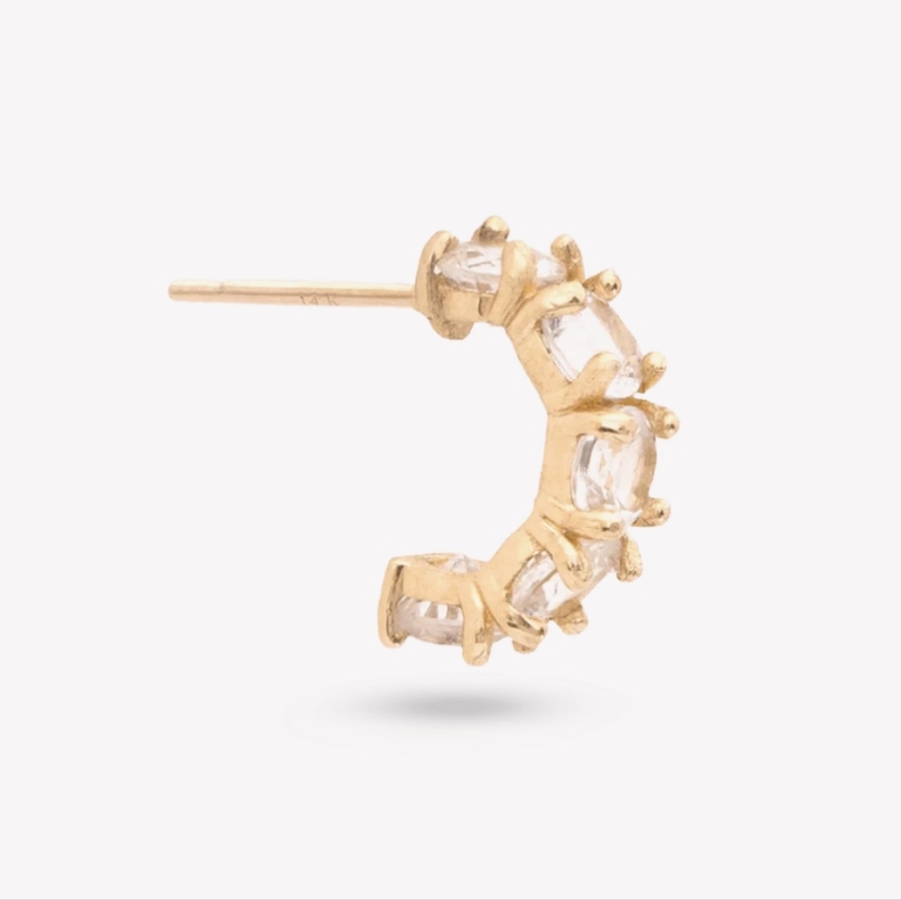 Stone And Strand White Sapphire Single Huggie Earring